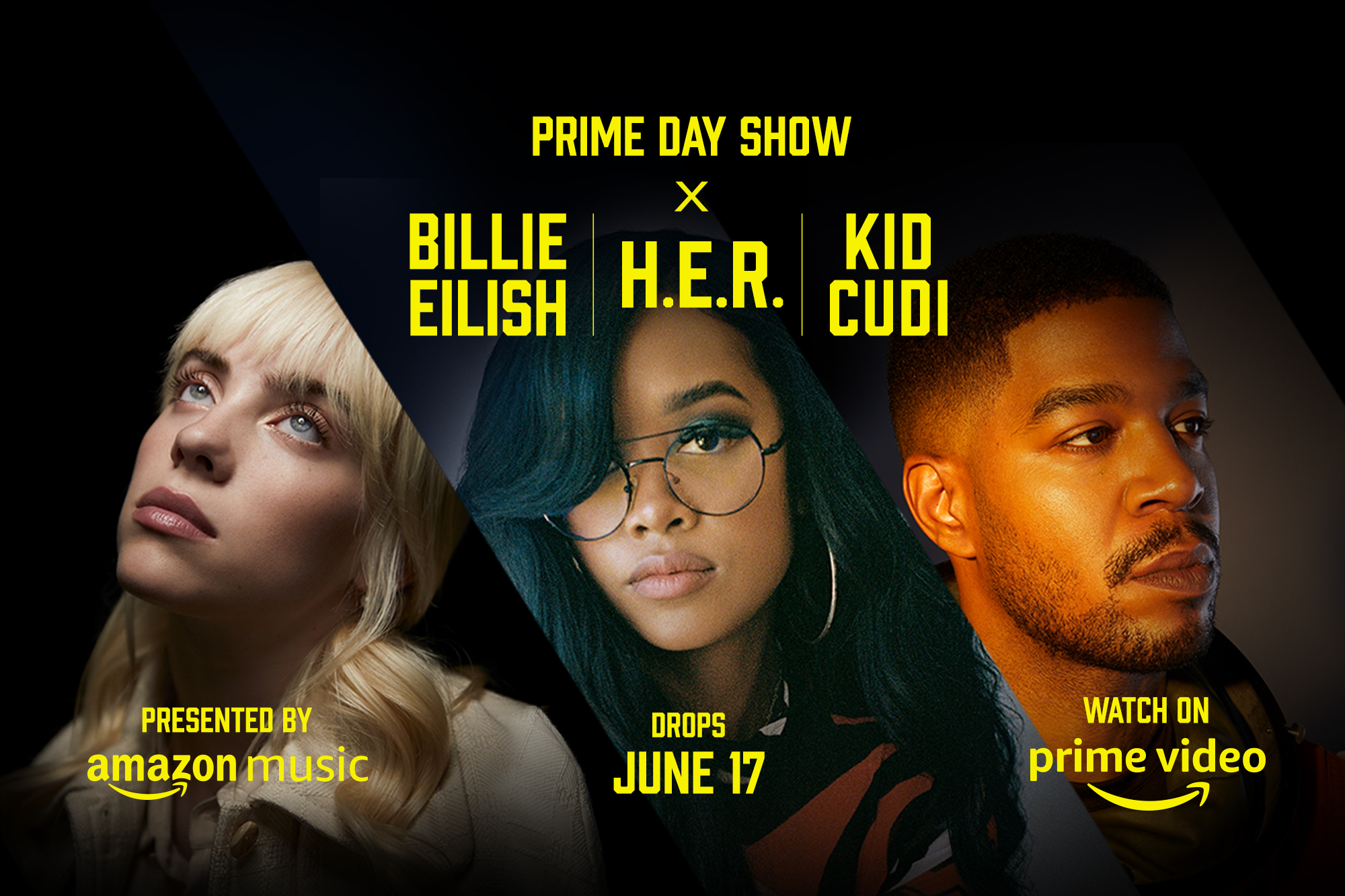 Amazon anuncia o Prime Day Show, com apresentações de Billie Eilish, H.E.R. e Kid Cudi