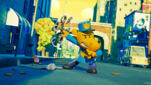 Frame de animação O Homem-Cão, que estreia nos cinemas em 27 de fevereiro,