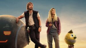 Os atores Chris Pratt e Millie Bobby Brown em pôster do filme The Electric State