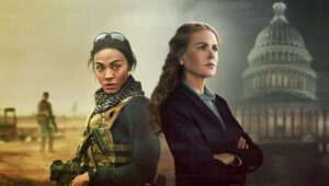 Imagem do banner promocional de Operação: Lioness com Zoe Saldaña e Nicole Kidman