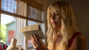 Personagem de Mentirosos observa uma carta misteriosa em cena dramática da série do Prime Video.