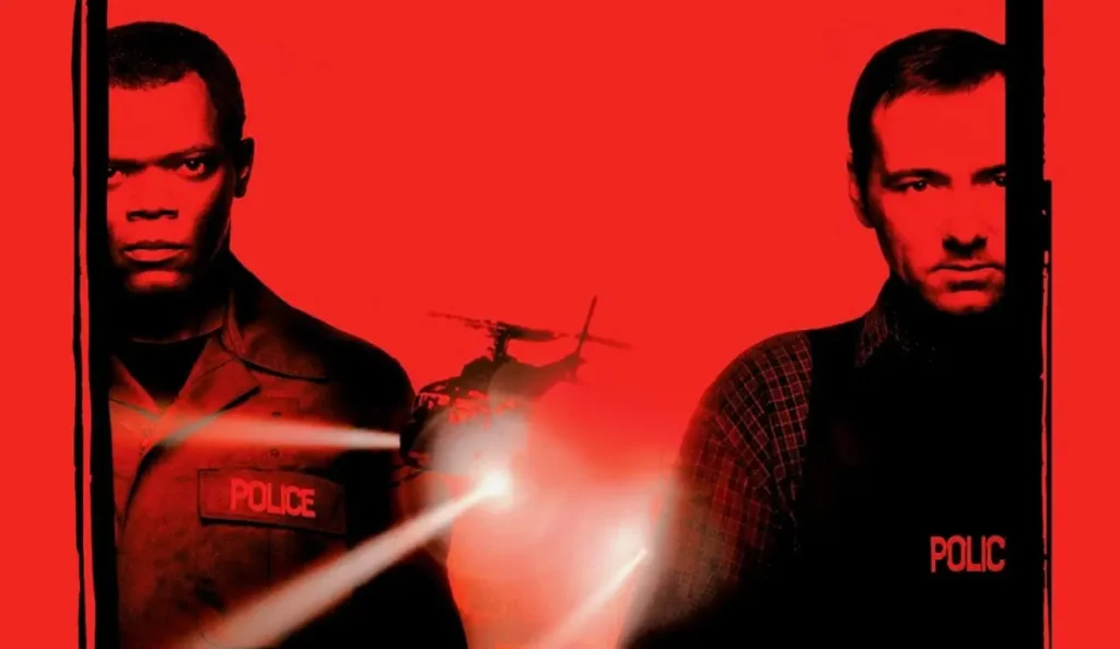 Samuel L. Jackson e Kevin Spacey em pôster do filme O Negociador