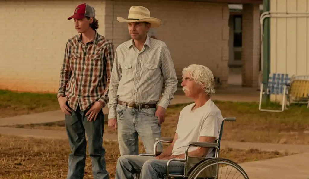 Tommy Norris conversando seriamente com Cooper em uma cena dramática de Landman 2×02