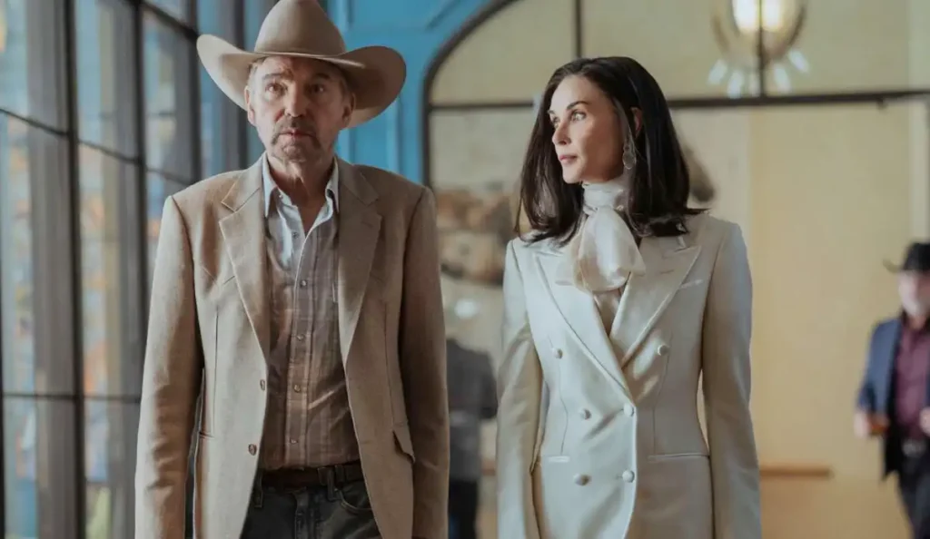 Cami Miller encarando Tommy em Landman, vivendo um dos momentos de maior tensão da nova temporada