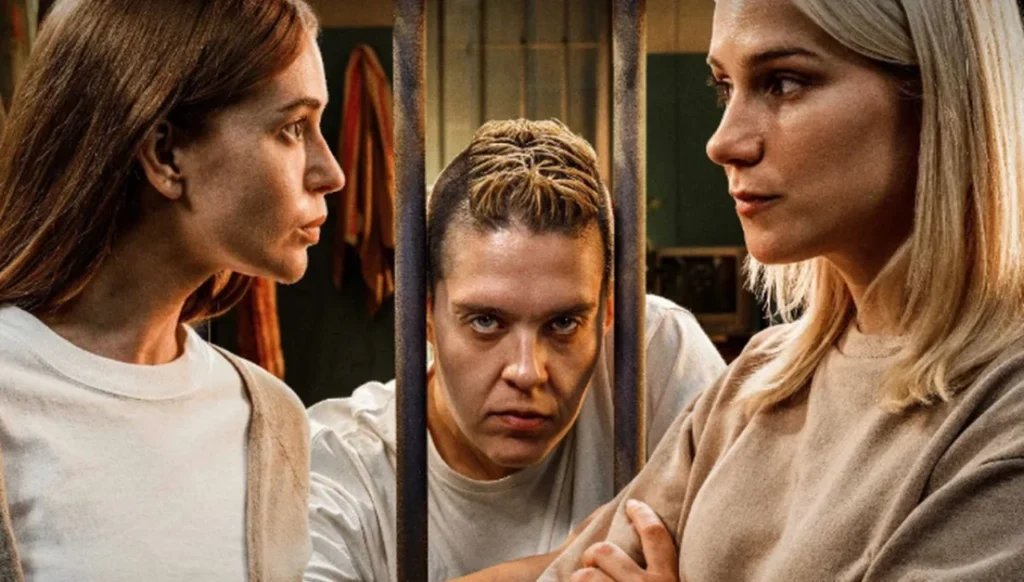 Elenco principal de Tremembé reunido em ambiente carcerário na série do Prime Video.