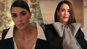 Montagem com Kim Kardashian e Sarah Paulson, as estrelas de Tudo É Justo