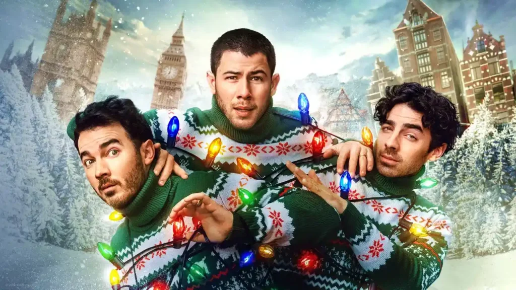 Um Natal Bem Jonas Brothers estreia no Disney+ com humor, música e participações surpresa; saiba tudo Imagem com os irmão Jonas no filme Um Natal Bem Jonas Brothers
