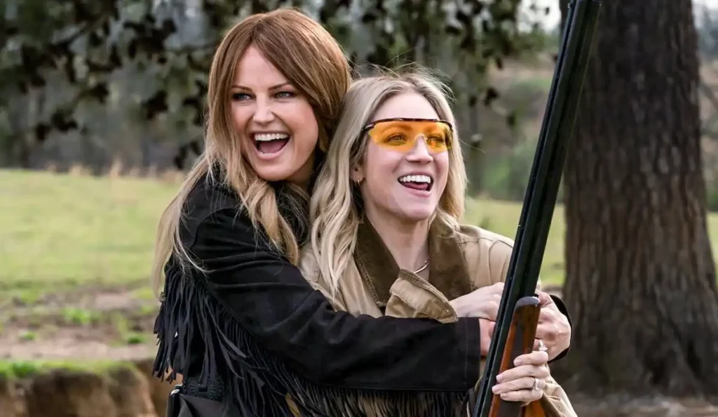 Cena de suspense com o grupo de mulheres da série The Hunting Wives, da Netflix