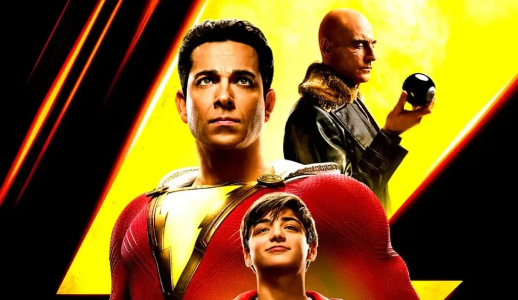 Zachary Levi caracterizado como Shazam em cena do filme exibido na Temperatura Máxima