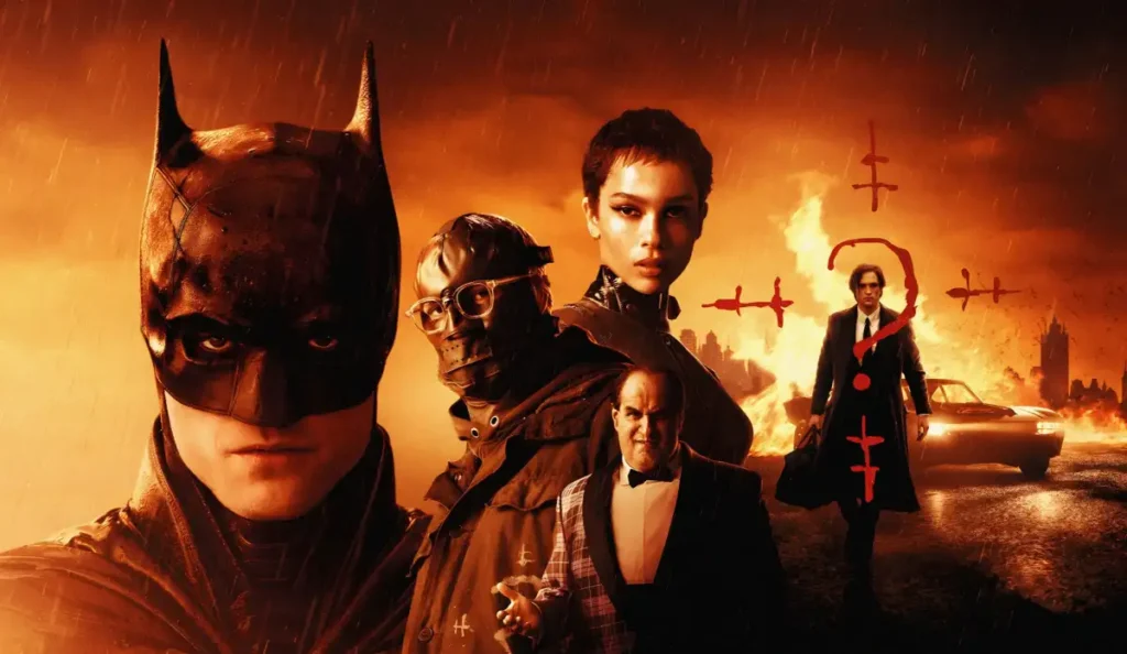 Cena do filme Batman, com todos os personagens em tela