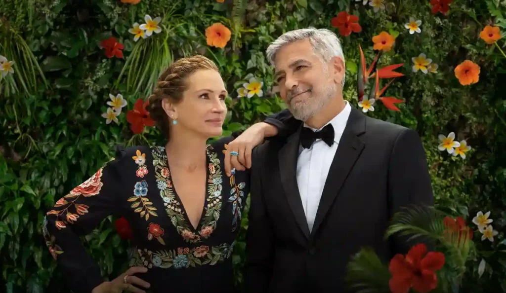 George Clooney e Julia Roberts em cena do filme Ingresso Para o Paraíso, exibido na Tela Quente da TV Globo.
