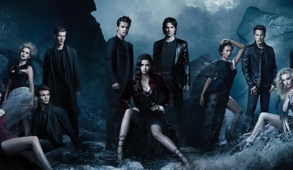 Elenco da série Diários de um Vampiro reunido em imagem promocional