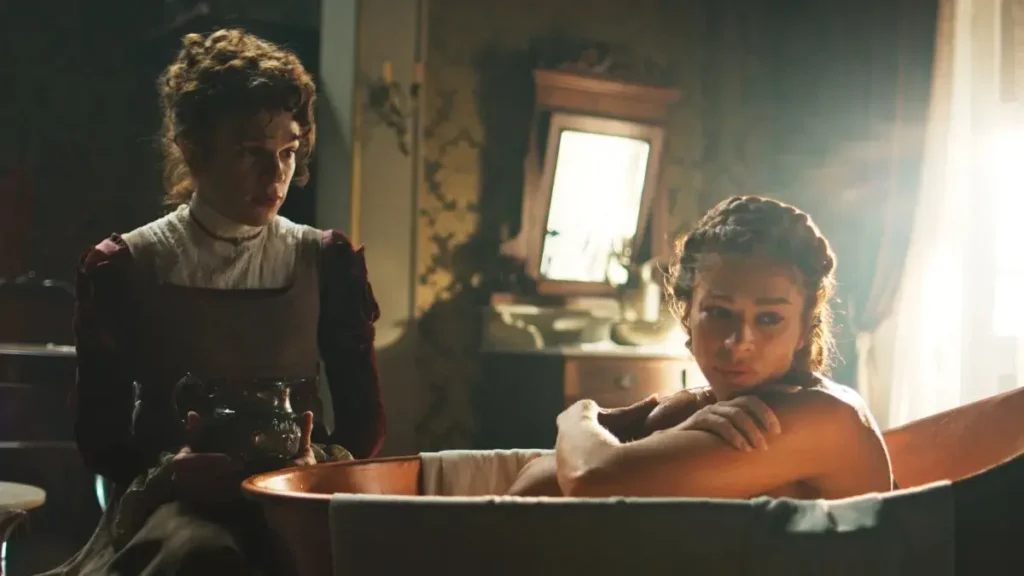 Cena da novela Dona Beja mostra Severina em ambiente de época, personagem envolvida na polêmica sobre representação trans na HBO Max