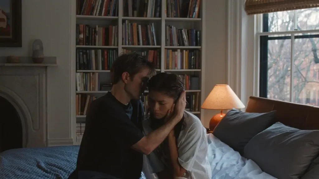 Imagem do filme O Drama, com Zendaya e Robert Pattinson