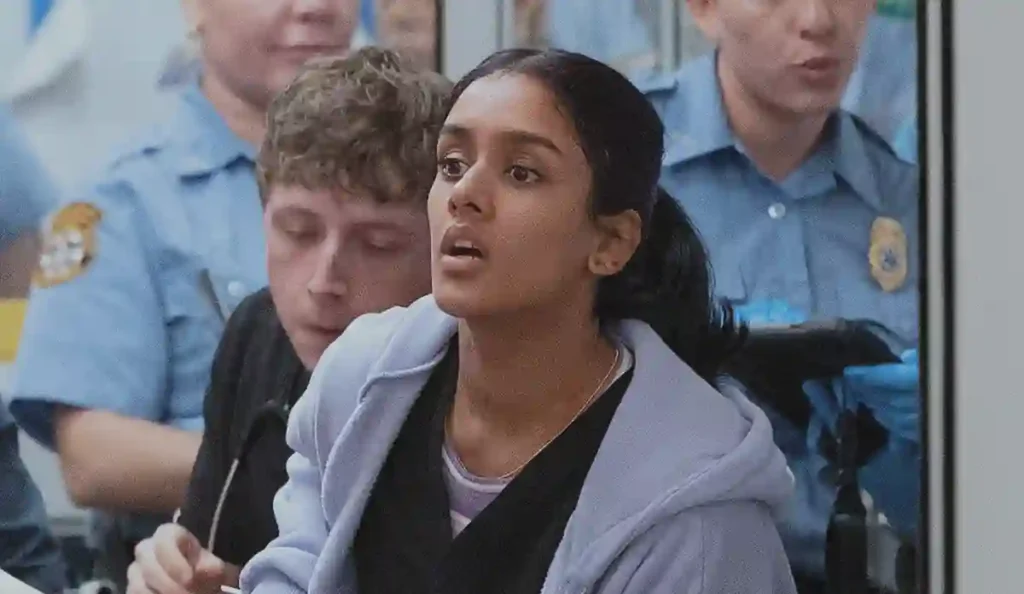 Equipe médica trabalhando sob pressão no hospital em The Pitt episódio 13