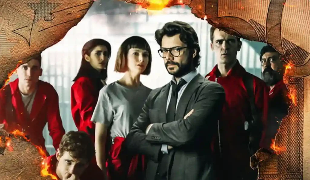 Elenco principal de La Casa de Papel em imagem promocional da série da Netflix