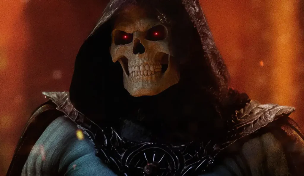 Jared Leto caracterizado como Esqueleto no novo filme Mestres do Universo