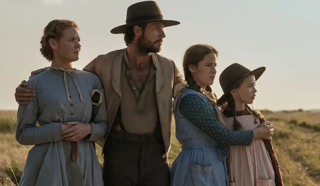 Família Ingalls em cena de Uma Casa na Pradaria, série da Netflix
