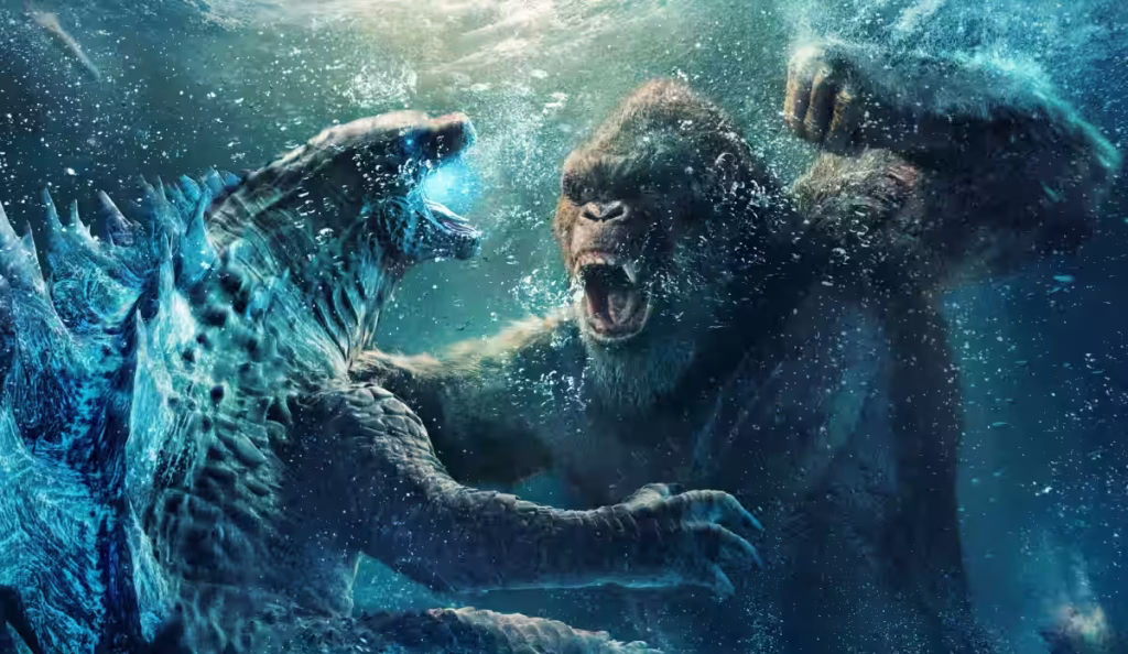 Imagem de Godzilla e Kong no filme Godzilla vs. Kong, que será exibido na Temperatura Máxima