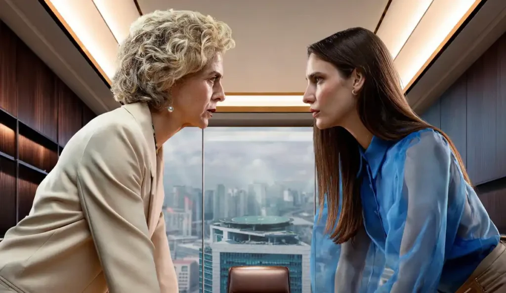 Zoé e Belén durante cena da novela mexicana Colisão na HBO Max