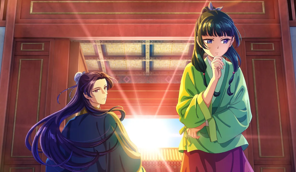 Maomao e Jinshi na 3ª temporada de Diário de uma Apotecária