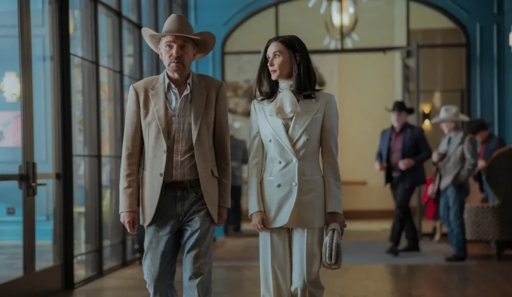 Elenco da série Landman em cena da produção do Paramount+