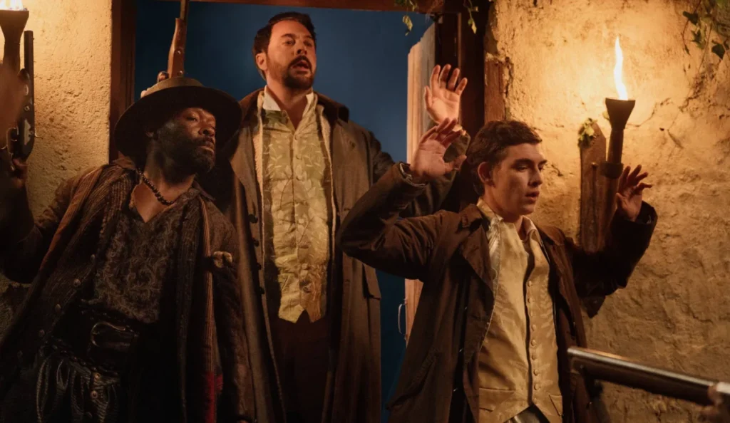 David Oyelowo caracterizado como o pirata Long John Silver na série A Ilha do Tesouro, do MGM+