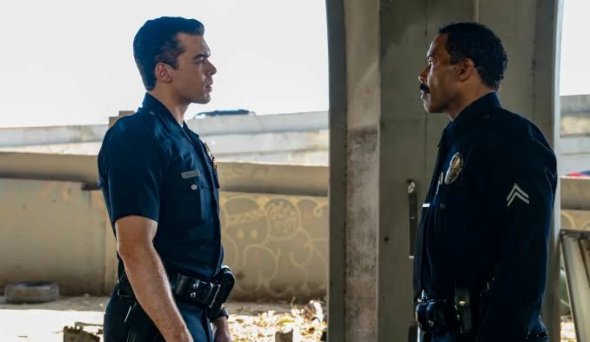 Omari Hardwick e Cameron Monaghan caracterizados como Eli Bridges e Harry Bosch no prelúdio do MGM+