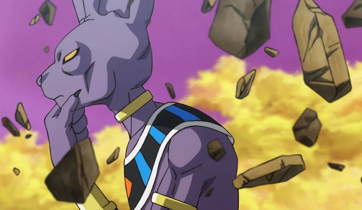 Beerus durante a busca pelo Super Saiyajin Deus em Dragon Ball Super: Beerus